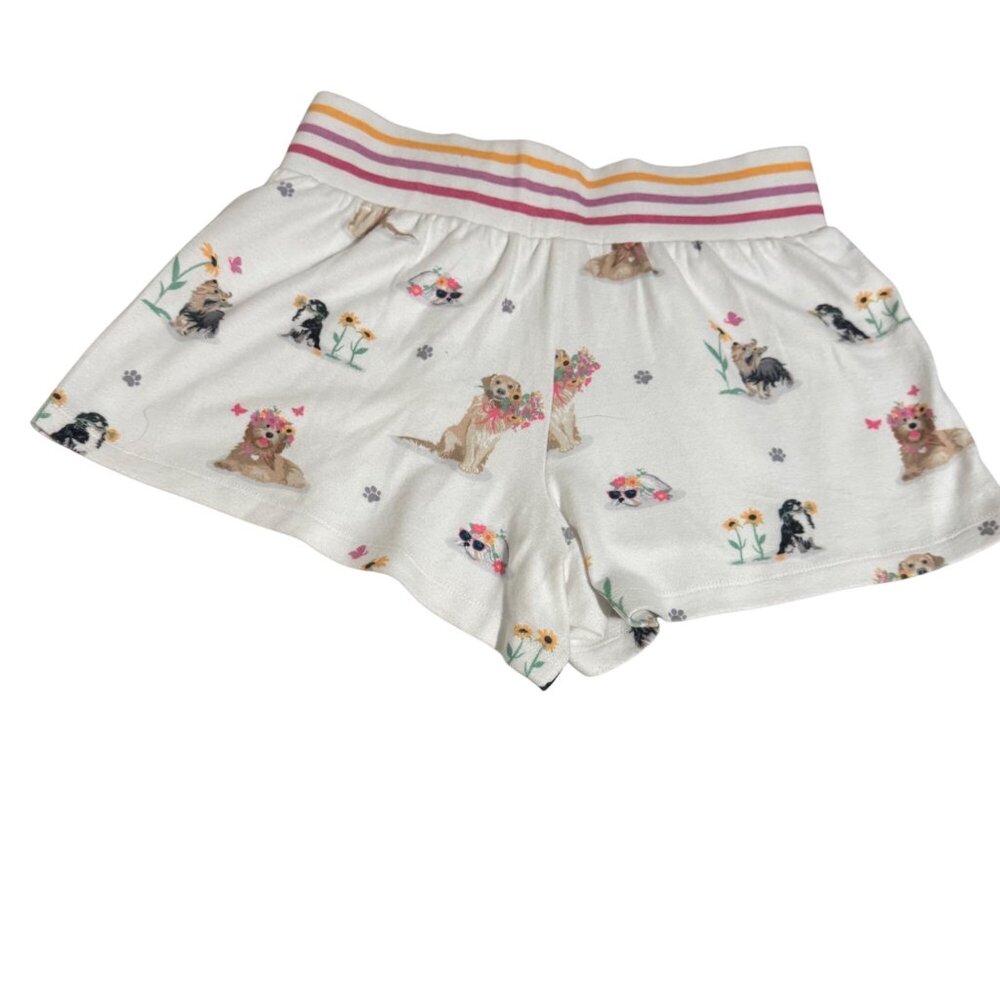 P.J. Salvage Womens Lounge Shorts With Dog‎ Print & Striped Waistband size small